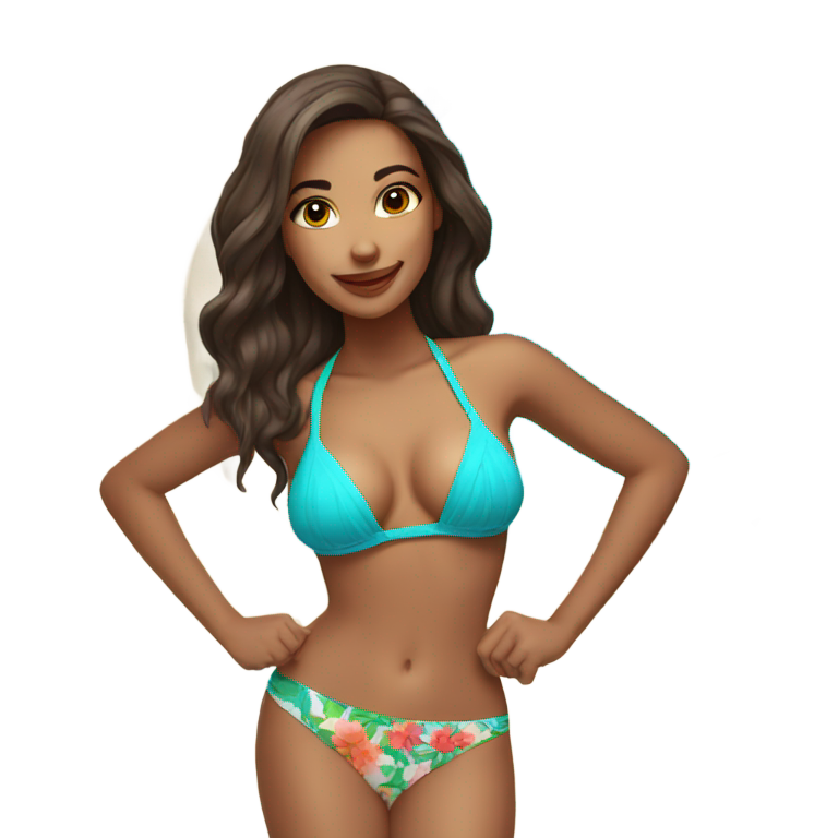 genmoji: Beautiful gril with a garden bikini