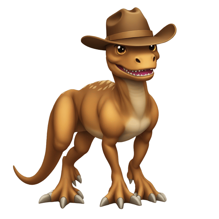 genmoji: Trex with a cowboy hat and boots