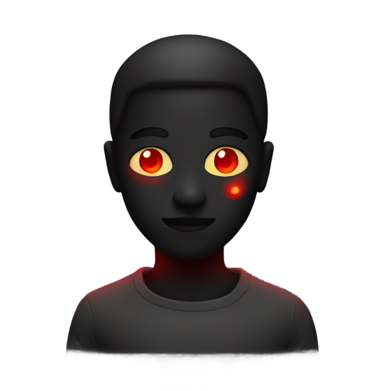 genmoji: a black figure with red glowing eyes