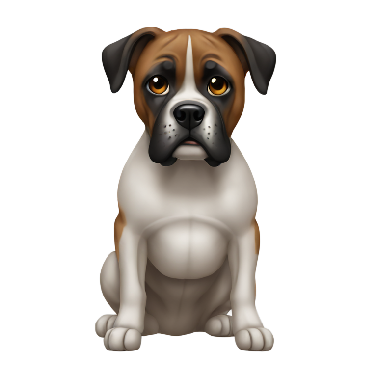 genmoji: A black faced boxer dog