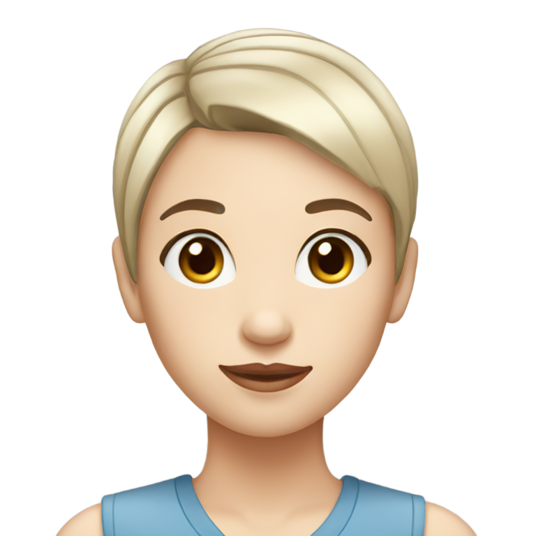 絵文字：ショートヘアの可愛い顔の女性、裸の白い肌