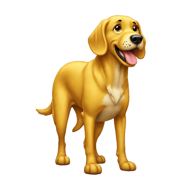 genmoji: A big yellow dog that is defecating