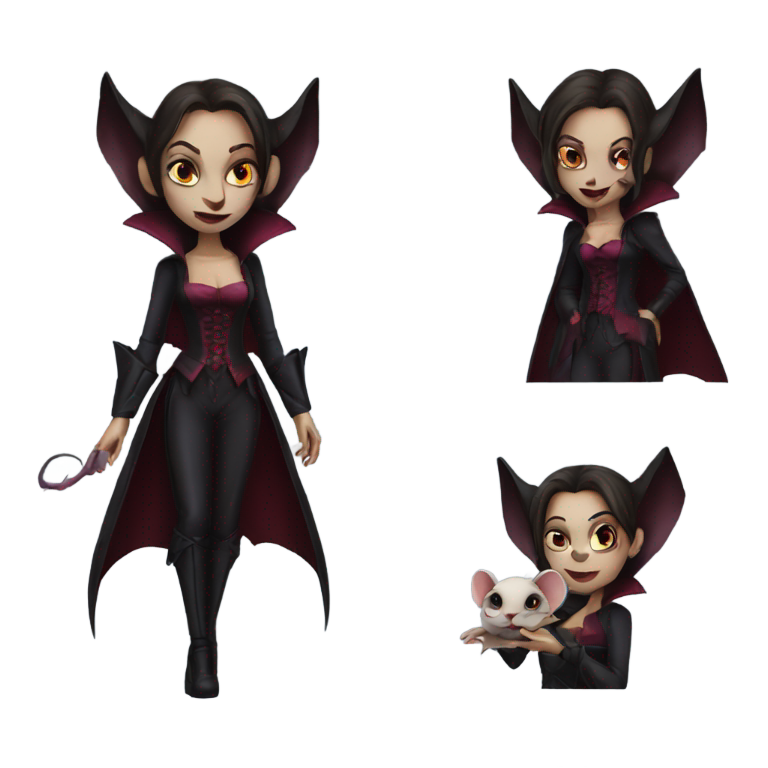 genmoji : Vampire féminine menaçante tenant une souris