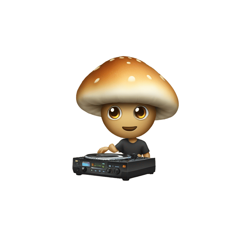 genmoji: DJ'ing mushroom