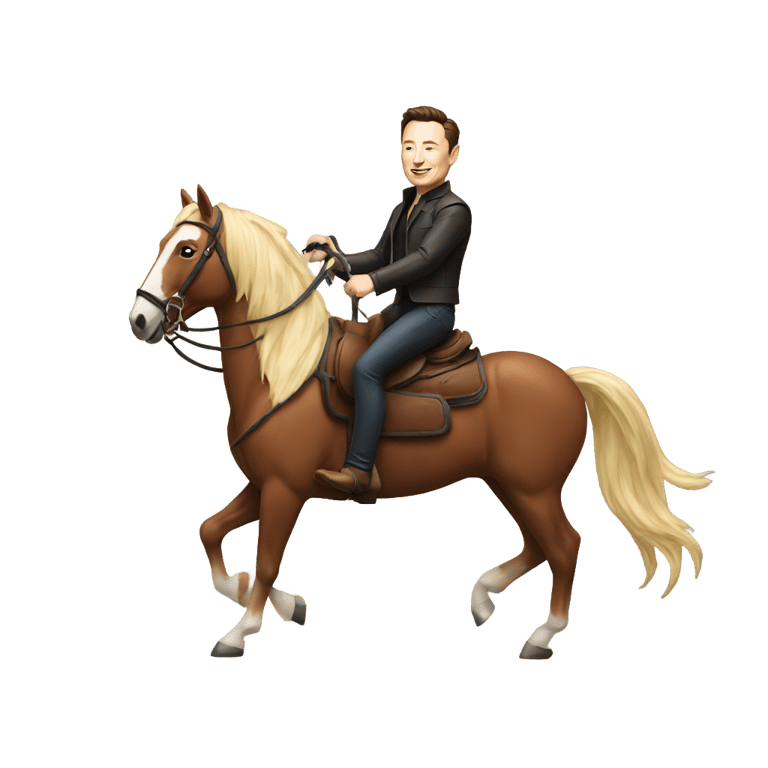 genmoji: Elon Musk riding a horse