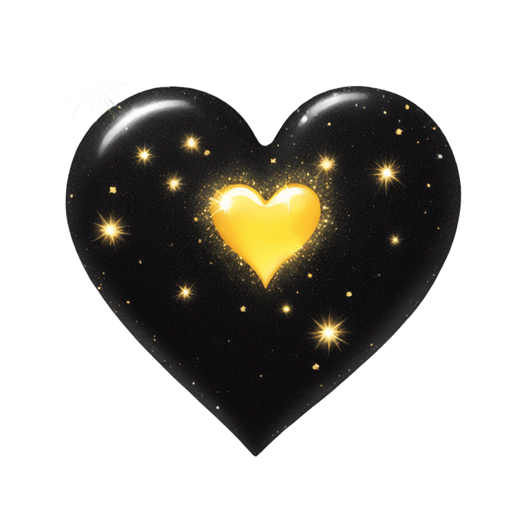 genmoji: Black heart with three big sparkles