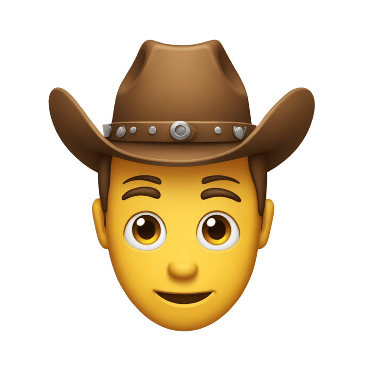 genmoji : A smirk with a flushed face and a cowboy hat