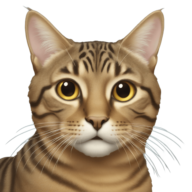 genmoji: a long hair tabby with a sharp jawline