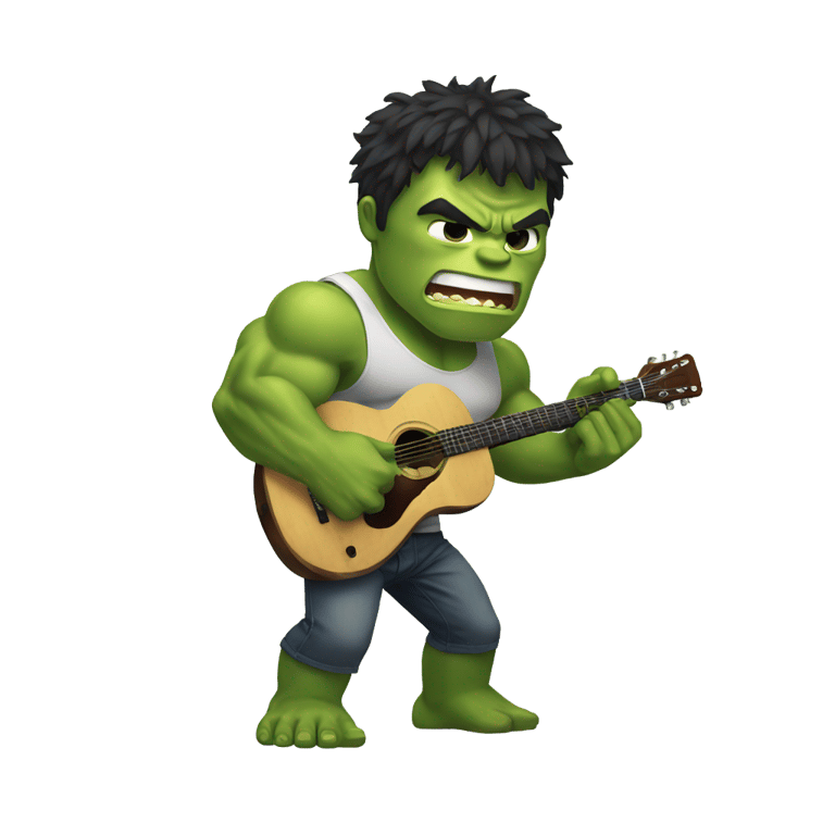 genmoji: A hulk playing guitar