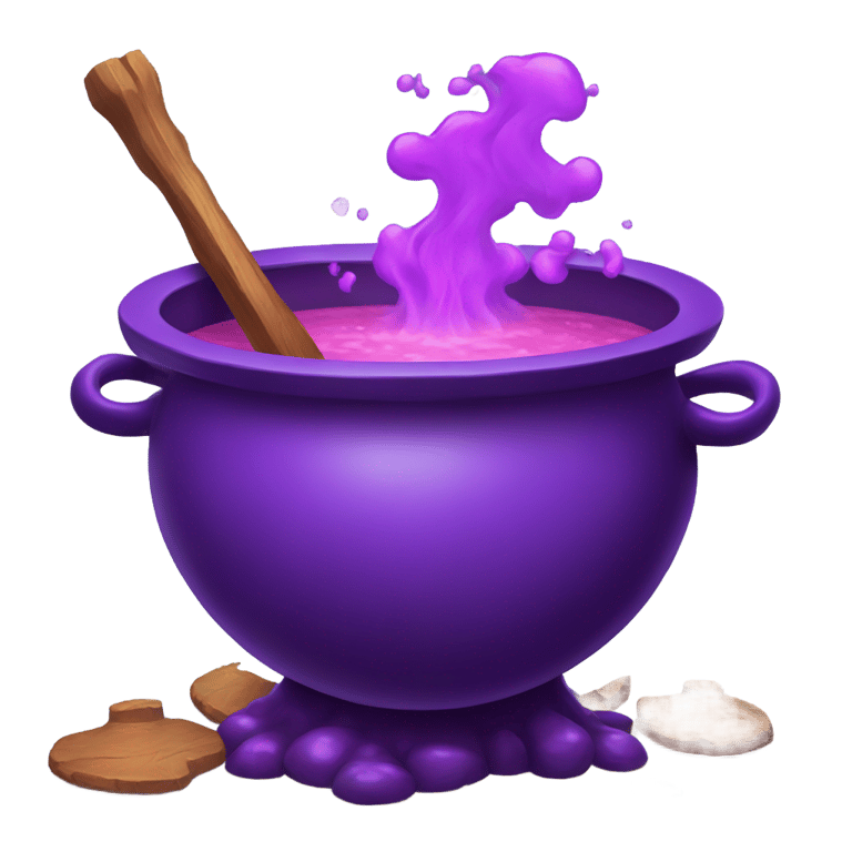 genmoji: witch cauldron with purple soup