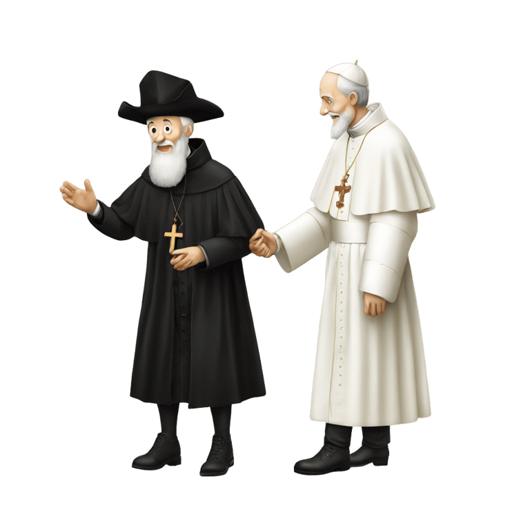 genmoji: John Calvin stepping on the Pope