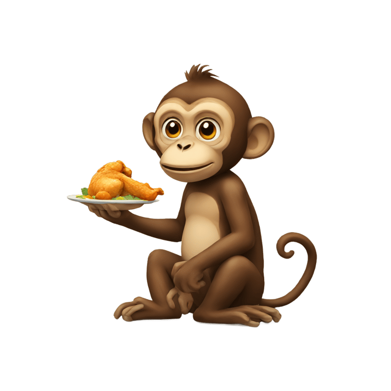 genmoji: Monkey eating chicken