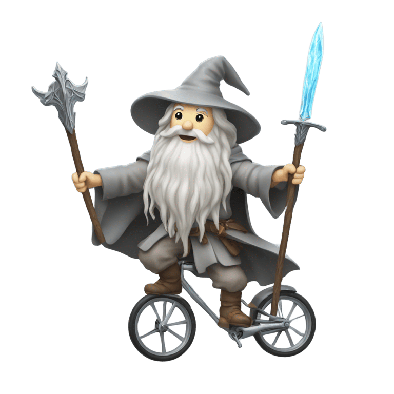 絵文字：Gandalf on a unicycle with a sword