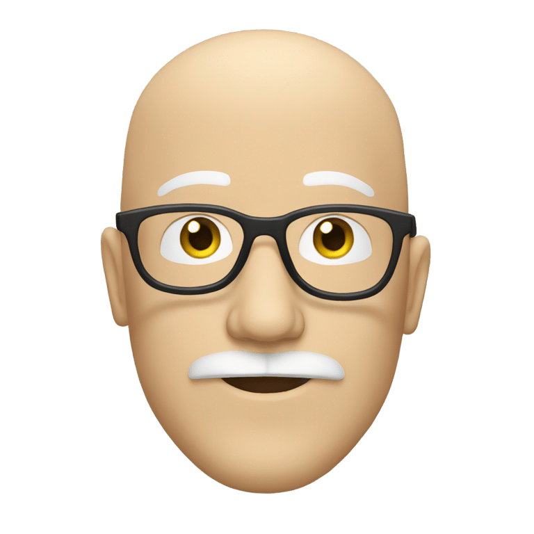 genmoji: white man bald with mustache beard and glasses