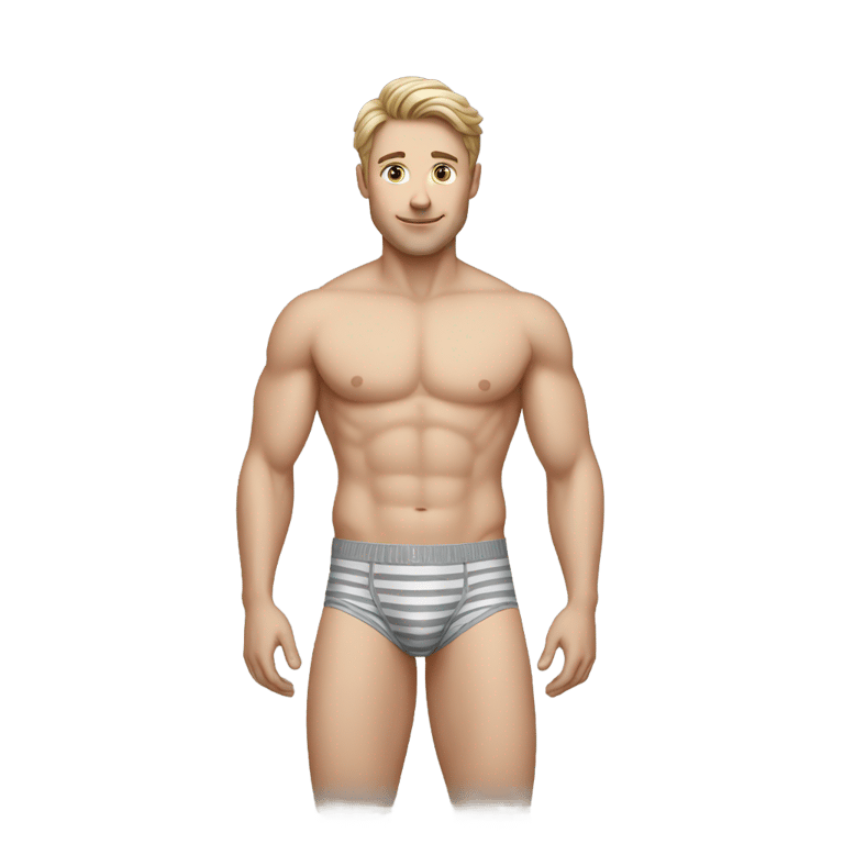 genmoji: white man in grey striped underwear