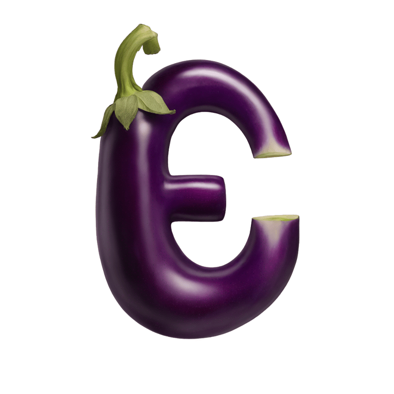 絵文字：Letter e made out of eggplants