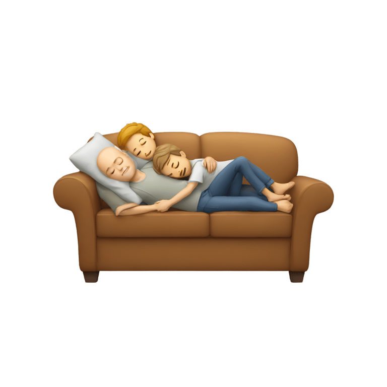 genmoji：white man and son sleeping on couch