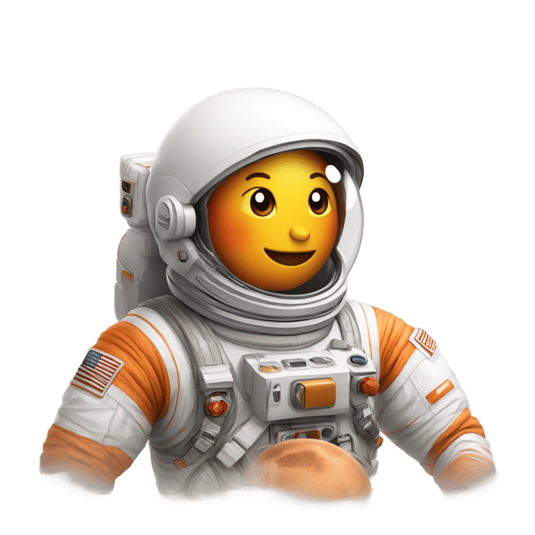 genmoji: Mars in space white background orange