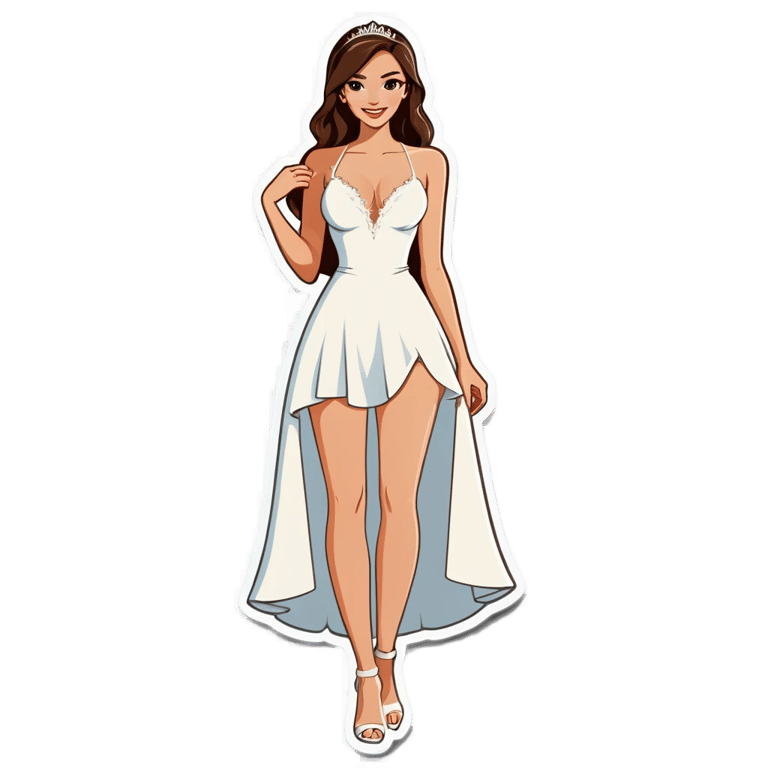 genmoji: Person in skimpy wedding dress legs open