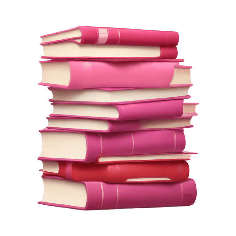 genmoji : A pile of books in red, pink and white