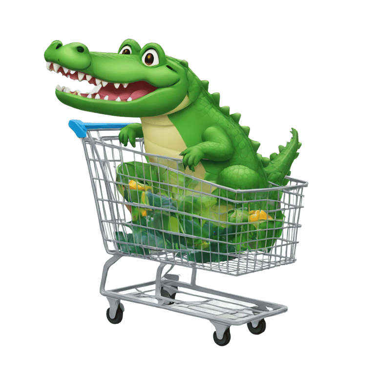 絵文字：Alligators in a shopping cart