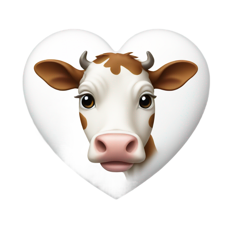 genmoji: Cow face in a white heart