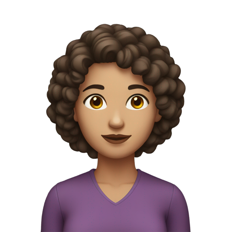 genmoji : Femme aux cheveux bruns ondulés mi-longs, yeux marron et lunettes.
