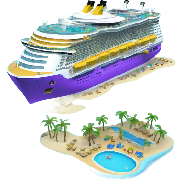 genmoji : Navire de croisière Oasis of the Seas avec toboggan aquatique violet