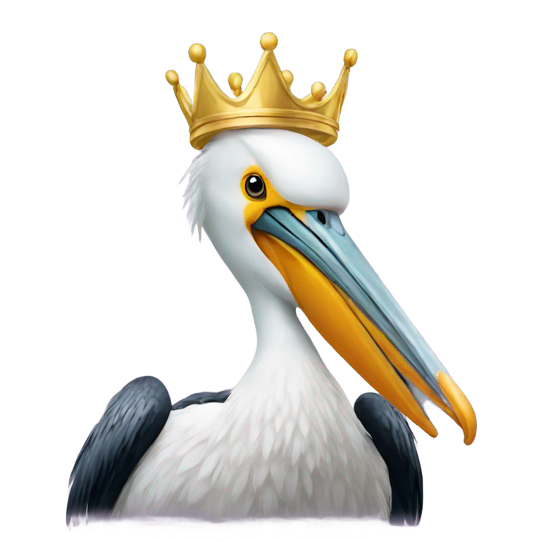 genmoji: Pelican with a crown