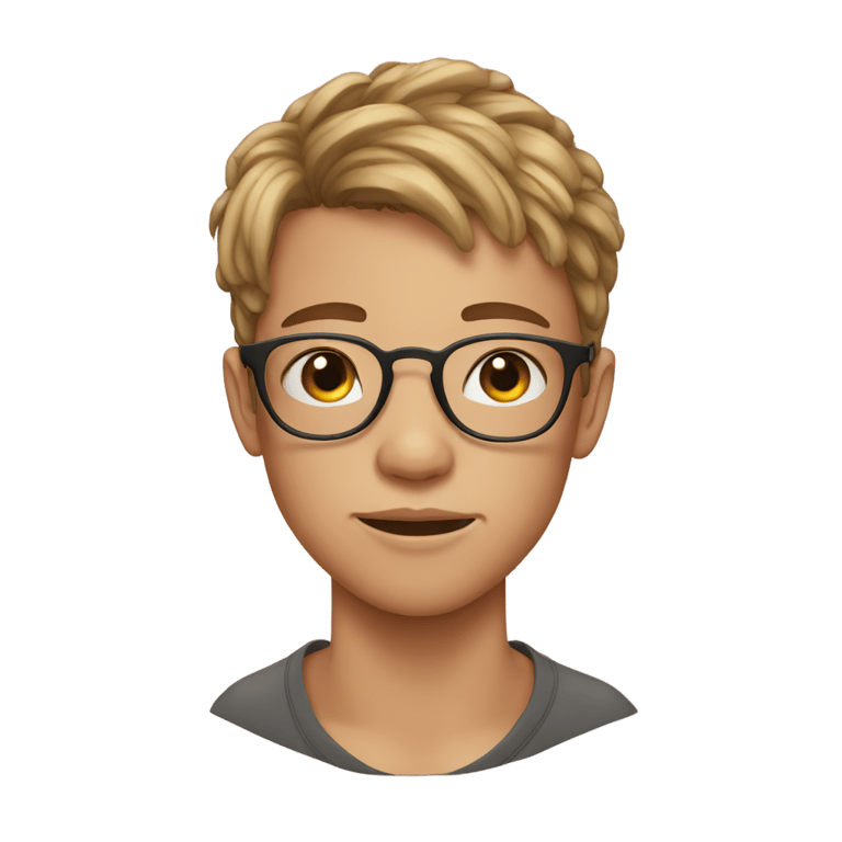 genmoji : Ado avec acné et lunettes