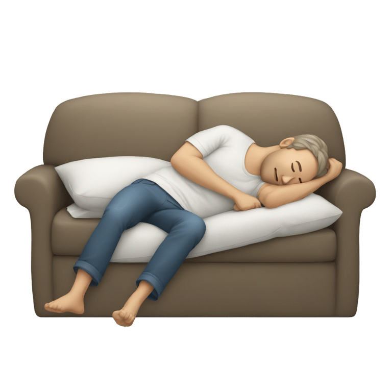 絵文字：white man sleeping on couch