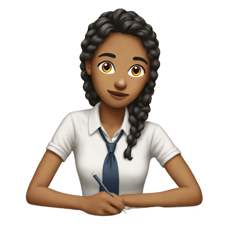 genmoji: an english teenage girl doing business study