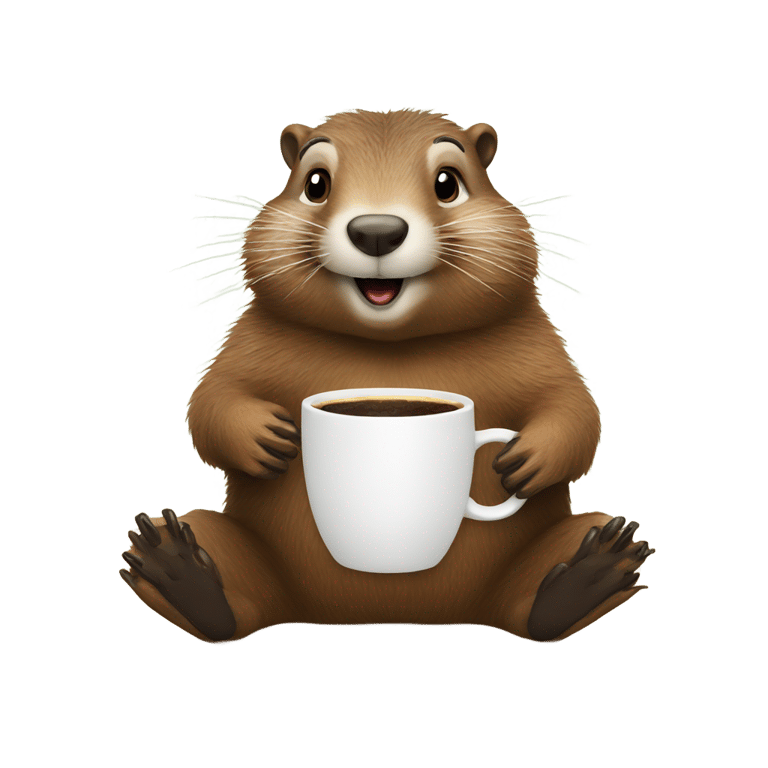 絵文字：Groundhog drinking coffee