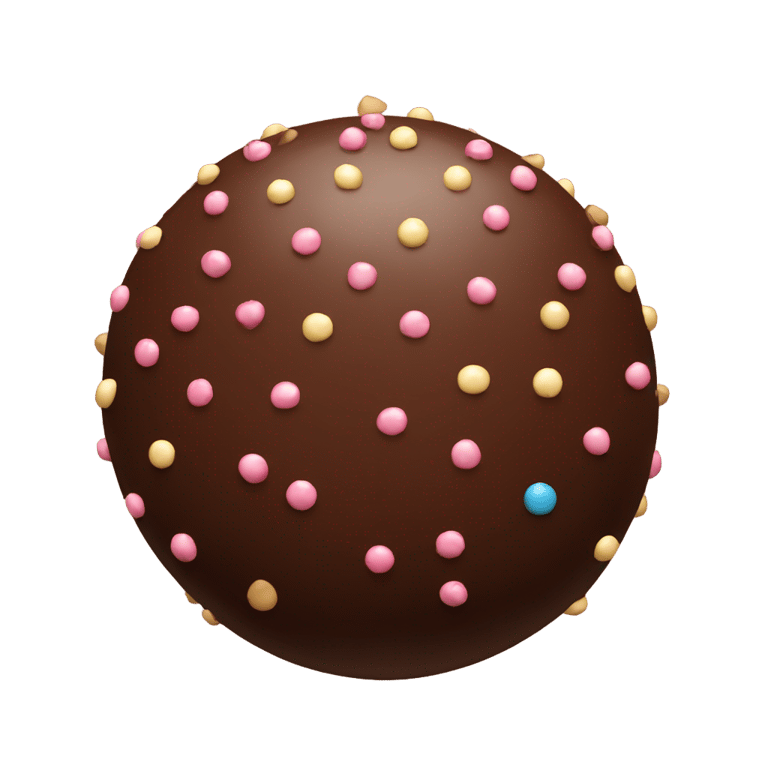 genmoji: A chocolate ball with chocolate sprinkles on top.