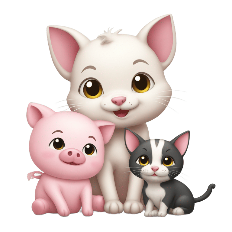 genmoji: kitty and piglet sit