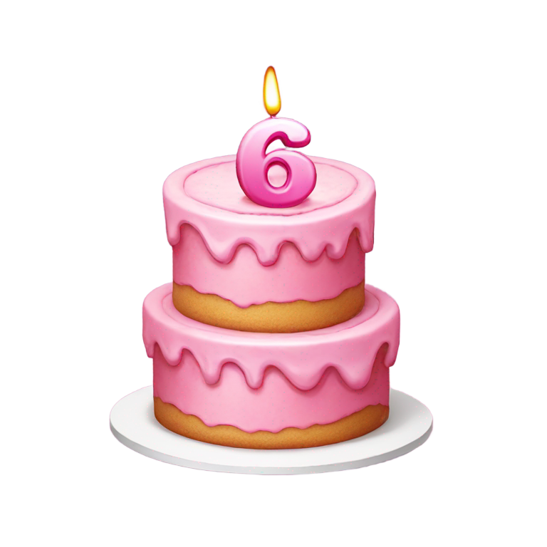 genmoji: Pink Birthday cake with write Niv name on top of it and number 6