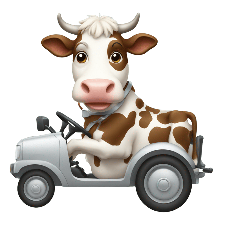 genmoji: Cow driving car