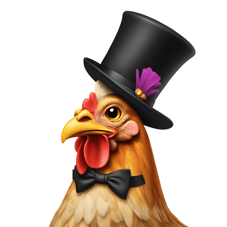 genmoji : Poulet portant un haut-de-forme