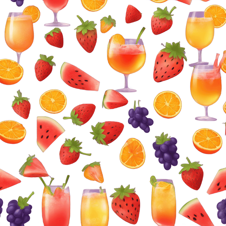 genmoji : Strawberry watermelon orange grapes wine cocktail