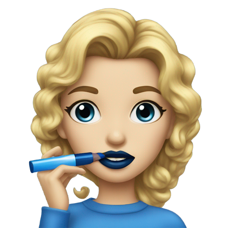 genmoji: girl applying blue lipstick