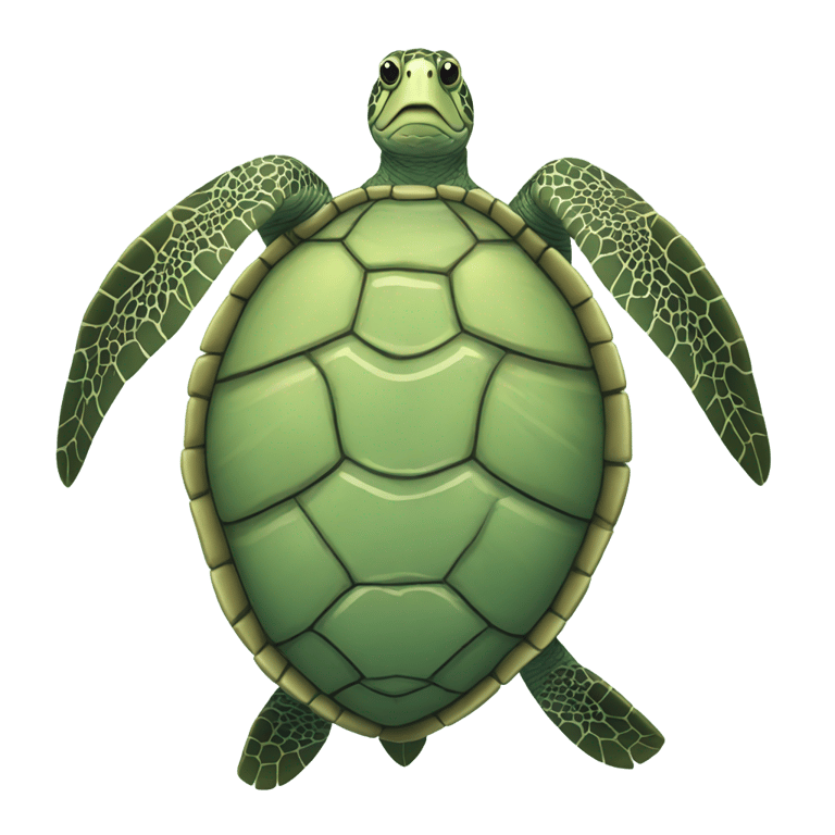 genmoji: Sea turtle from above facing the top right corner with its head facing forward so only the top of its head is visible