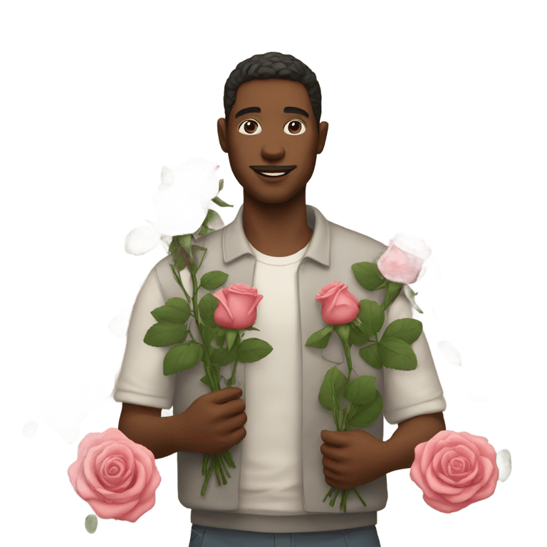 genmoji: a white man with roses in his hands