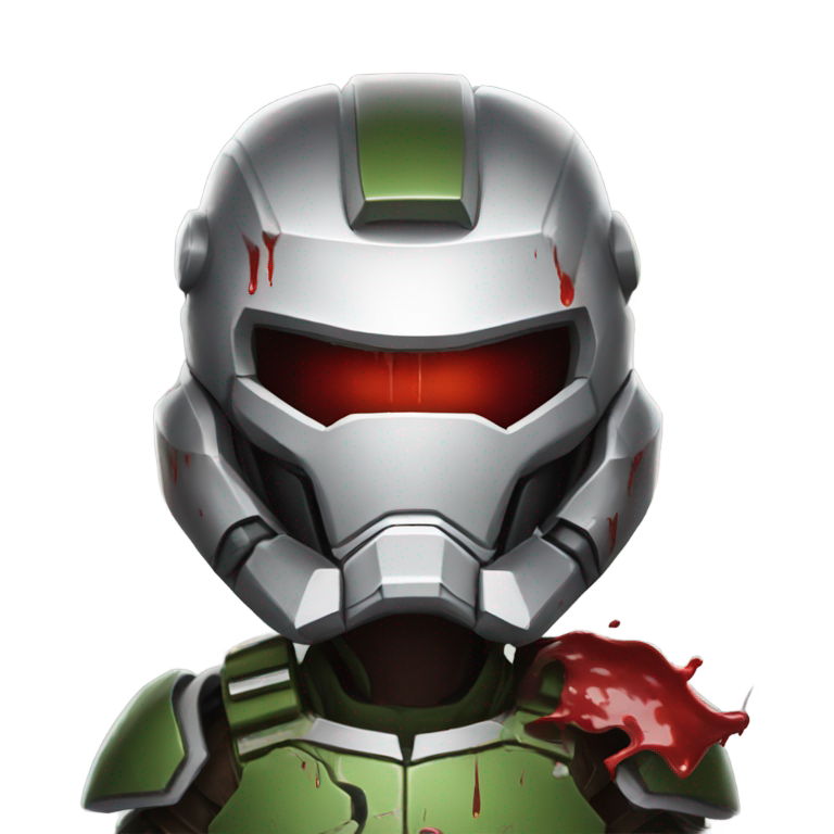 genmoji : Doom Slayer avec tête ensanglantée