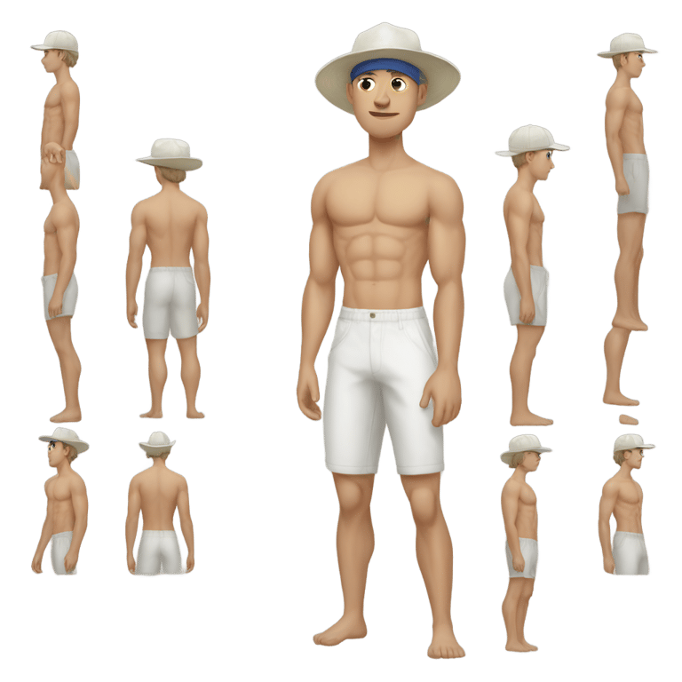 genmoji: white man wearing sports hat backwards shirtless pants