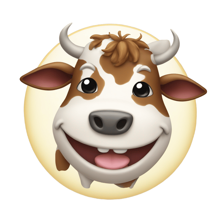 絵文字：Smiling moon face in a cow costume