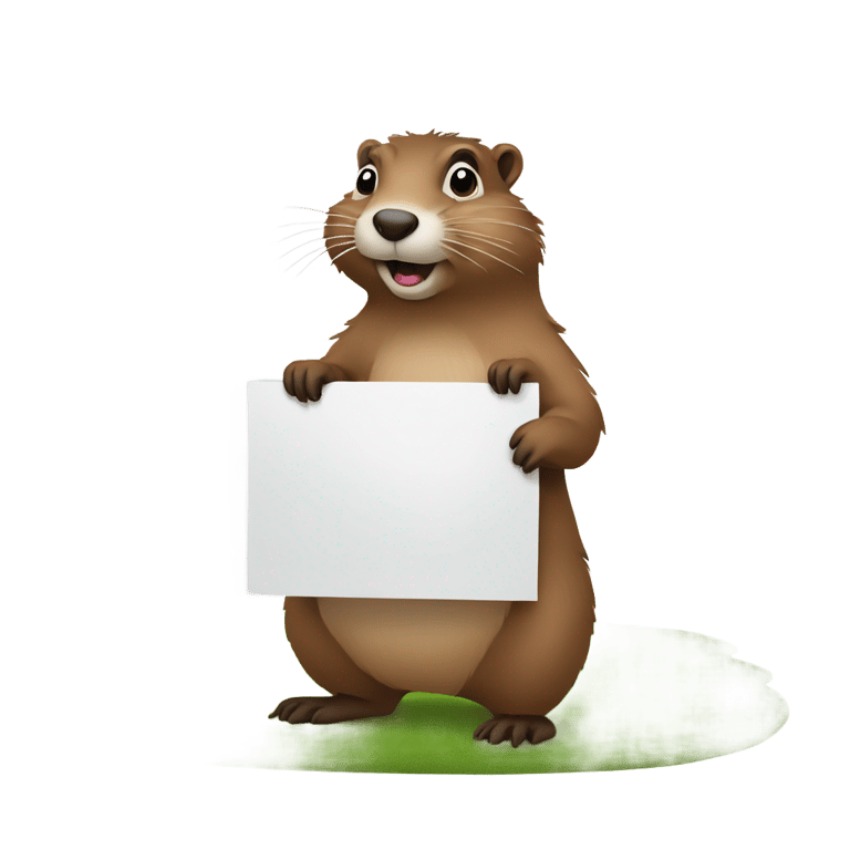 genmoji: Groundhog holding a large sign