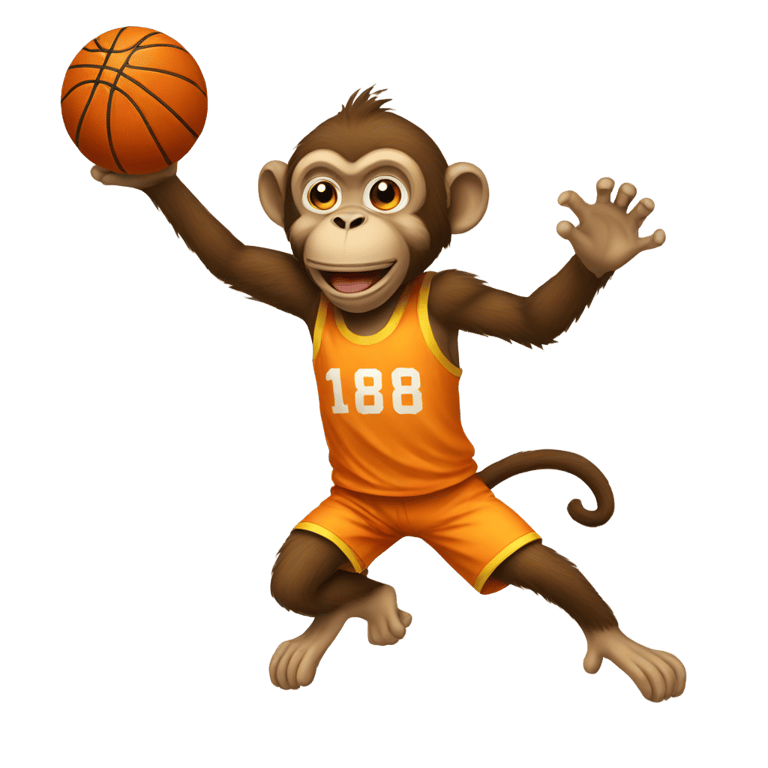 genmoji: Monkey playing basketball