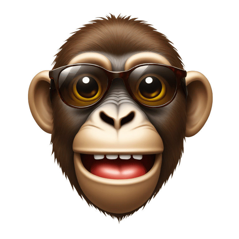 genmoji: monkey head with sunglasses on holding a cola