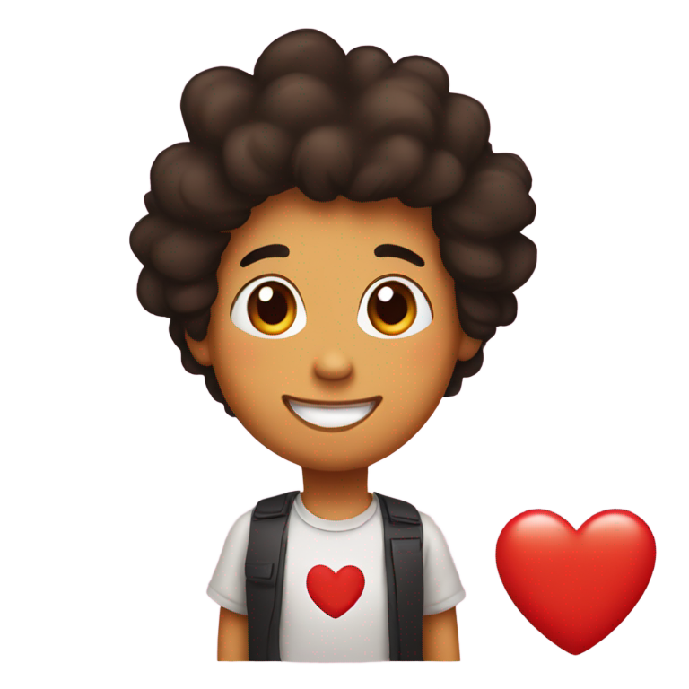 genmoji: chicken nugget with dark hair, smile and red heart