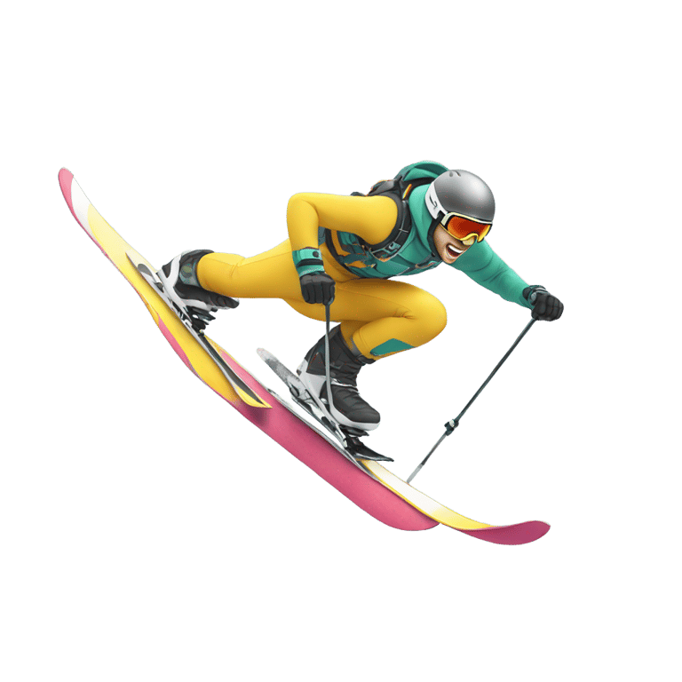 絵文字：skier doing a jump eating a sub